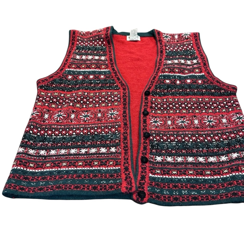 Women’s Koret Petites VINTAGE Fair Isle sweater Vest V Neck sz Large 1980 -1990‎
